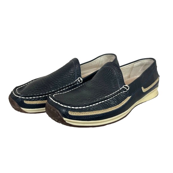 Geox Respira Men's Moc Toe Loafers Shoes  EU 44 / US 11  Blue Leather Slip-ons - Picture 2 of 10